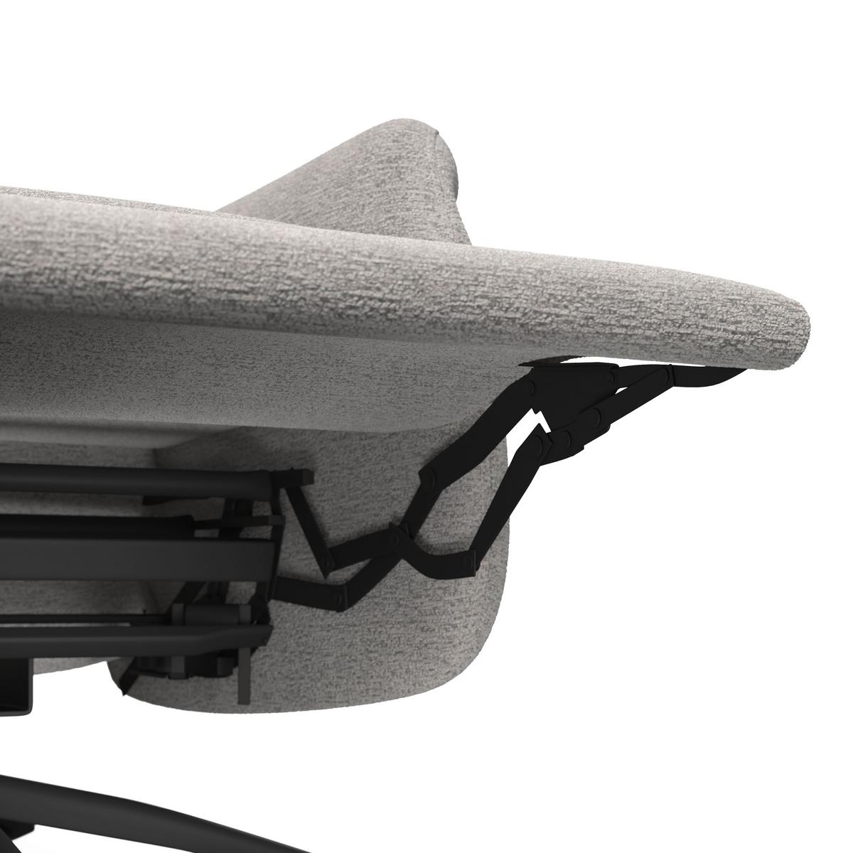 Relaxační křeslo ALICE, světle šedé buklé, max. 140 kg - černá/světle šedá, Moderní, kov/dřevo (76/110/94cm) - Bessagi Home