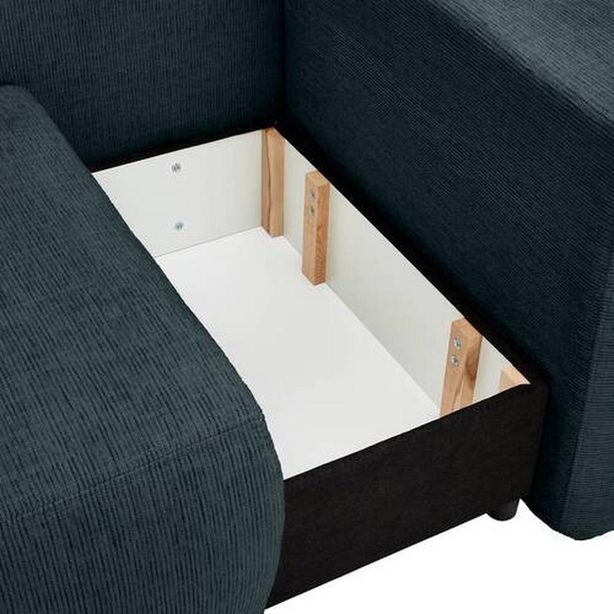 Recamiere Nello Dunkelblau mit Schlaffunktion - Schwarz/Dunkelblau, KONVENTIONELL, Textil (171/73/93cm) - MID.YOU