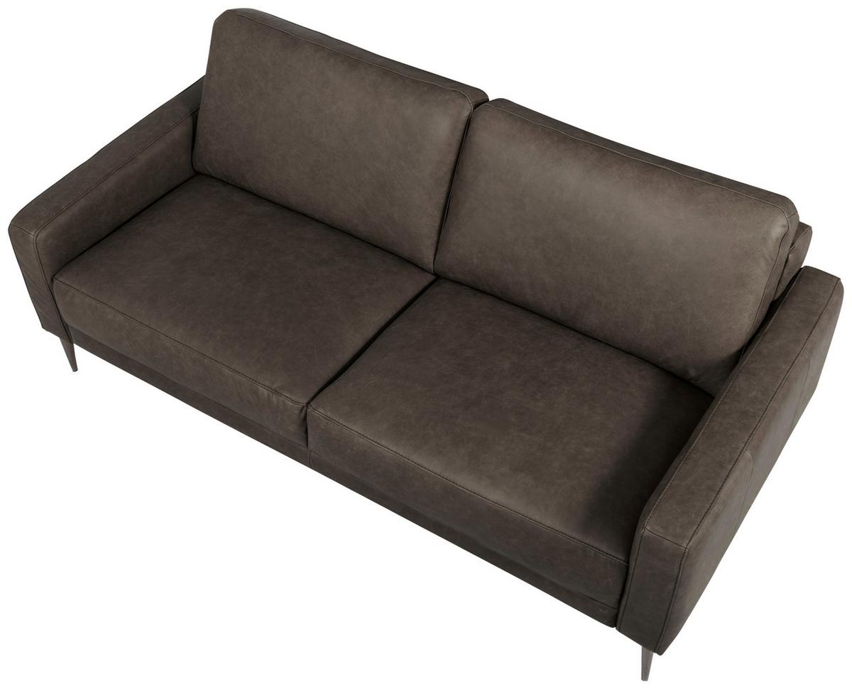 2-Sitzer-Sofa Spring, Fango B: 157 cm - Fango/Schwarzchrom, Design, Leder (157/85/92cm) - Livetastic