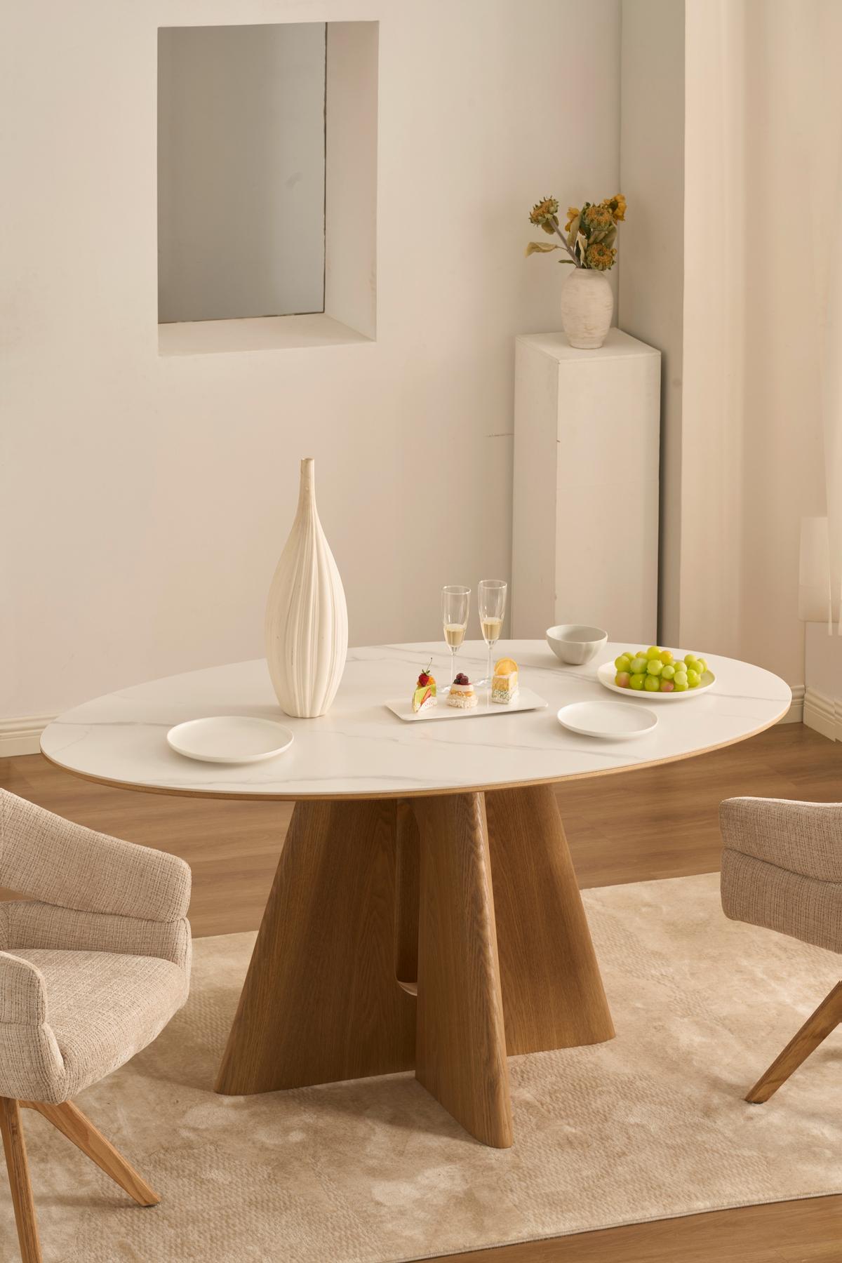 Esstisch Otis Weiß/Eichefarben D: 160 cm - Eichefarben/Weiß, MODERN, Holz/Holzwerkstoff (160/90/75cm) - Livetastic