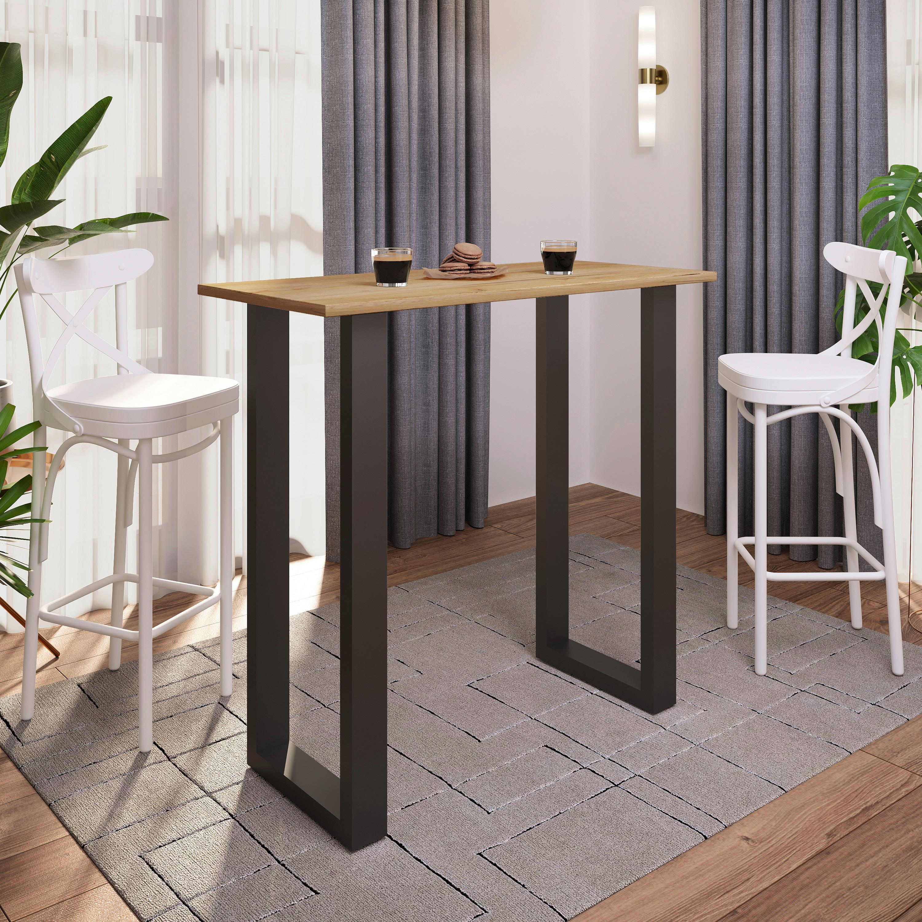 Bartisch Xona B 110x50 - Schwarz/Honig, KONVENTIONELL, Holzwerkstoff/Metall (110/102/50cm)