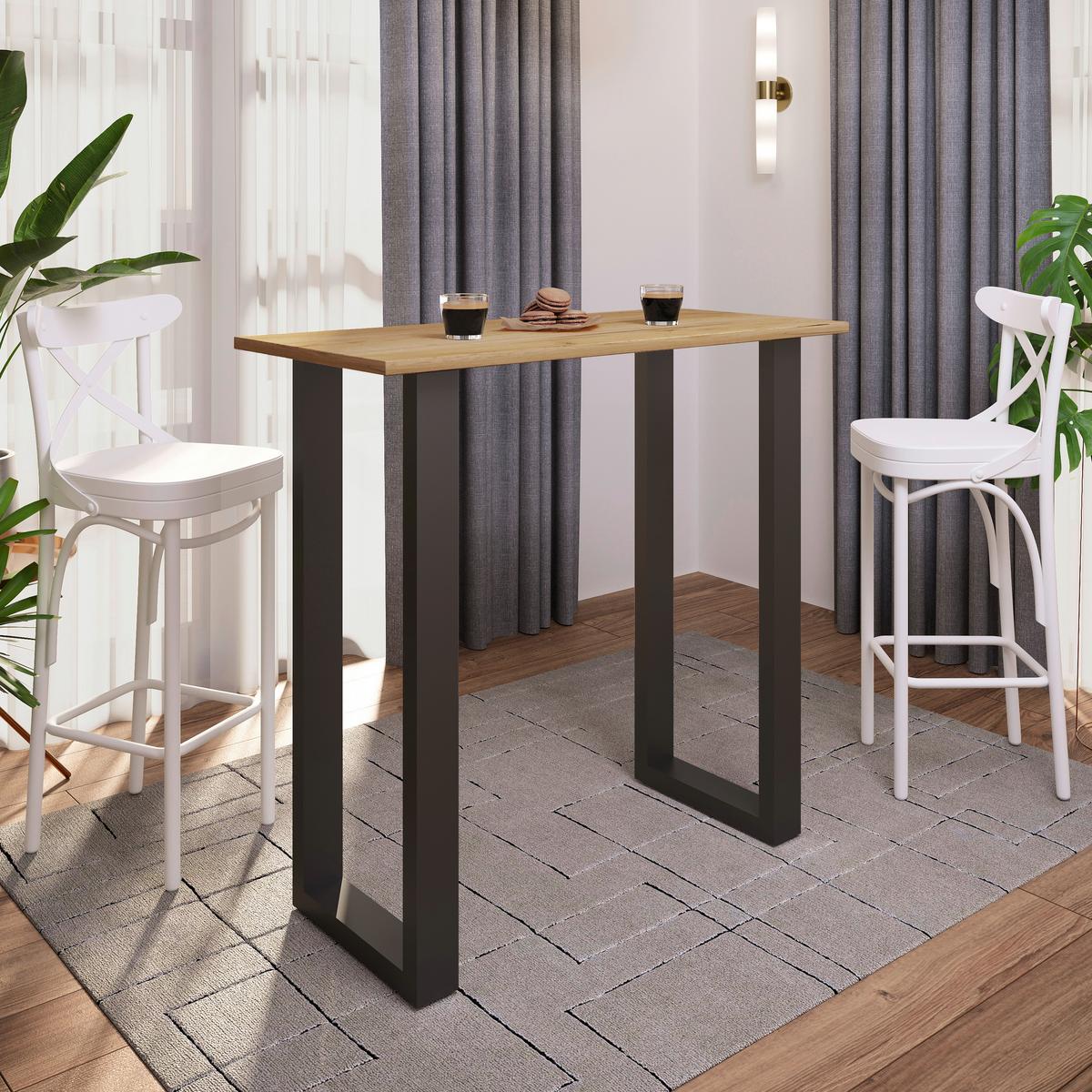 Bartisch Xona B 110x50 - Schwarz/Honig, KONVENTIONELL, Holzwerkstoff/Metall (110/50/102cm)