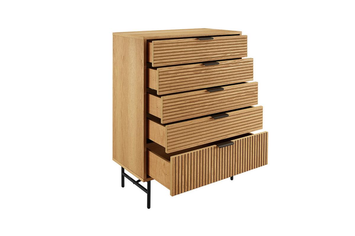 Kommode Schwarz, Eiche Dekor B: 80cm - Eichefarben/Schwarz, Design, Holz/Holzwerkstoff (80/113/40cm) - Livetastic