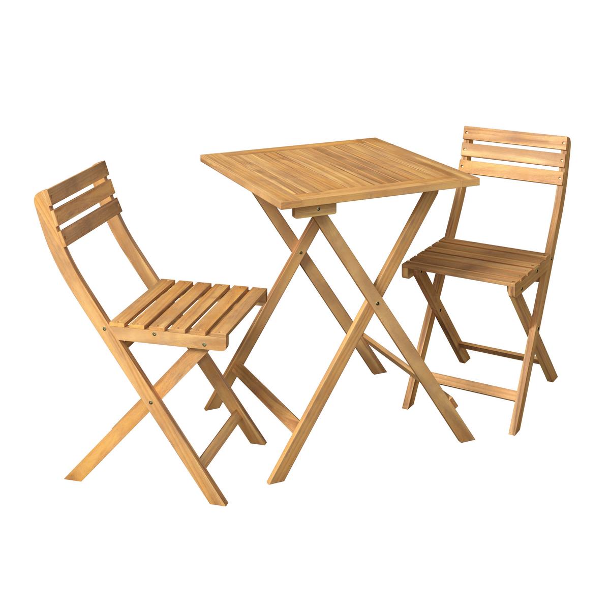 Balkonset Capri - Naturfarben/Akaziefarben, MODERN, Holz (60/60/74cm) - Beldano