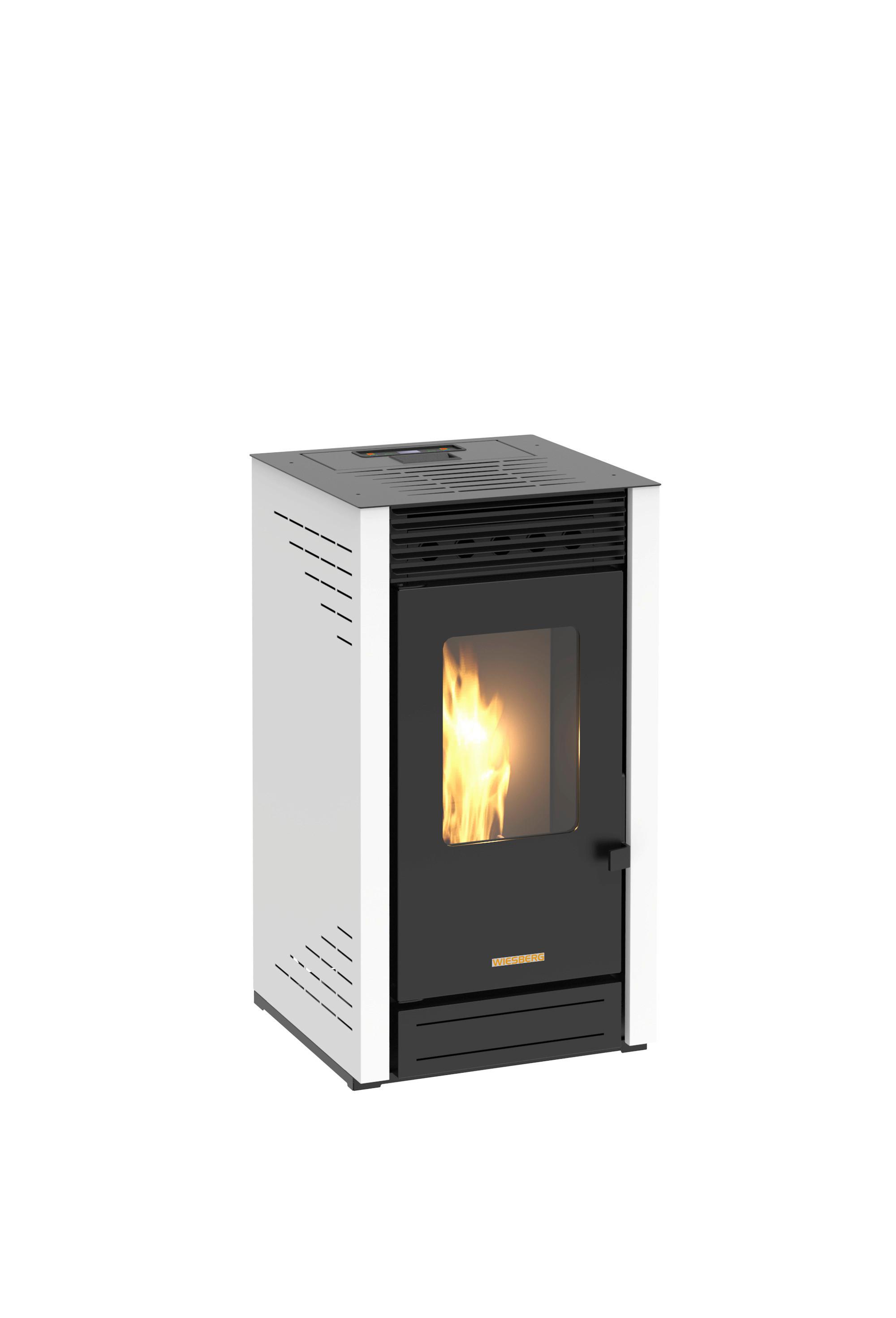 Pelletofen Maui Weiß Metall 6 kW, WI-FI-FÄHIG
