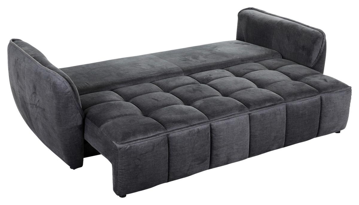 2-Sitzer-Sofa Mit Schlaffunktion Meyford B:250cm - Dunkelgrau/Schwarz, KONVENTIONELL, Textil (250/70/118cm) - MID.YOU