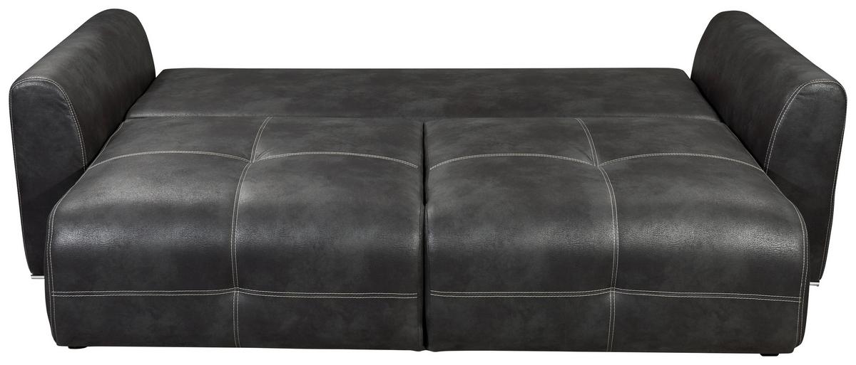 Schlafsofa Dolan Lux.3Dl Anthrazit - Hellbraun/Chromfarben, MODERN, Textil (245/85/115cm) - Livetastic