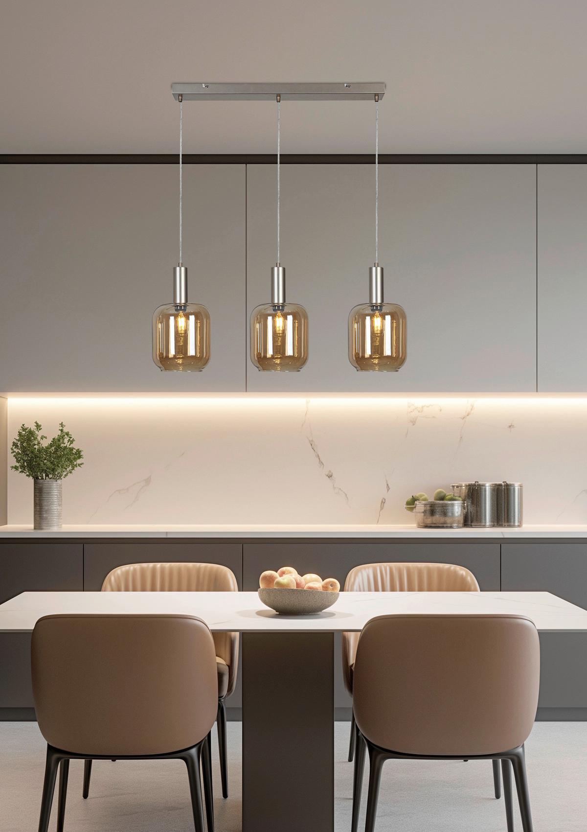 ZÁVĚSNÉ SVÍTIDLO SIOP - jantarové barvy/průhledné, Moderní, kov/plast (80/20/120cm)