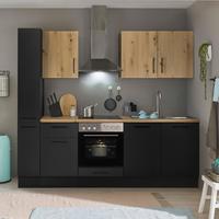 Küchenblock Turin Schwarz/Eiche Dekor B: 240 cm - Schwarz/Eiche Artisan, Basics, Holzwerkstoff (240cm) - P & B
