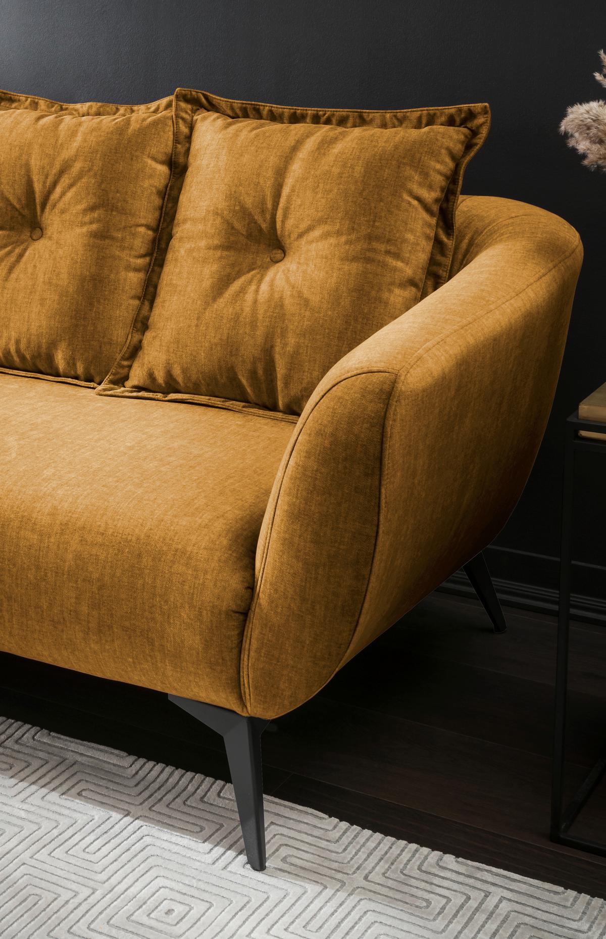 3-sitzer-sofa Baggio Mit Kissen Gelb - Gelb/Schwarz, MODERN, Holz/Textil (236/94/103cm) - Livetastic