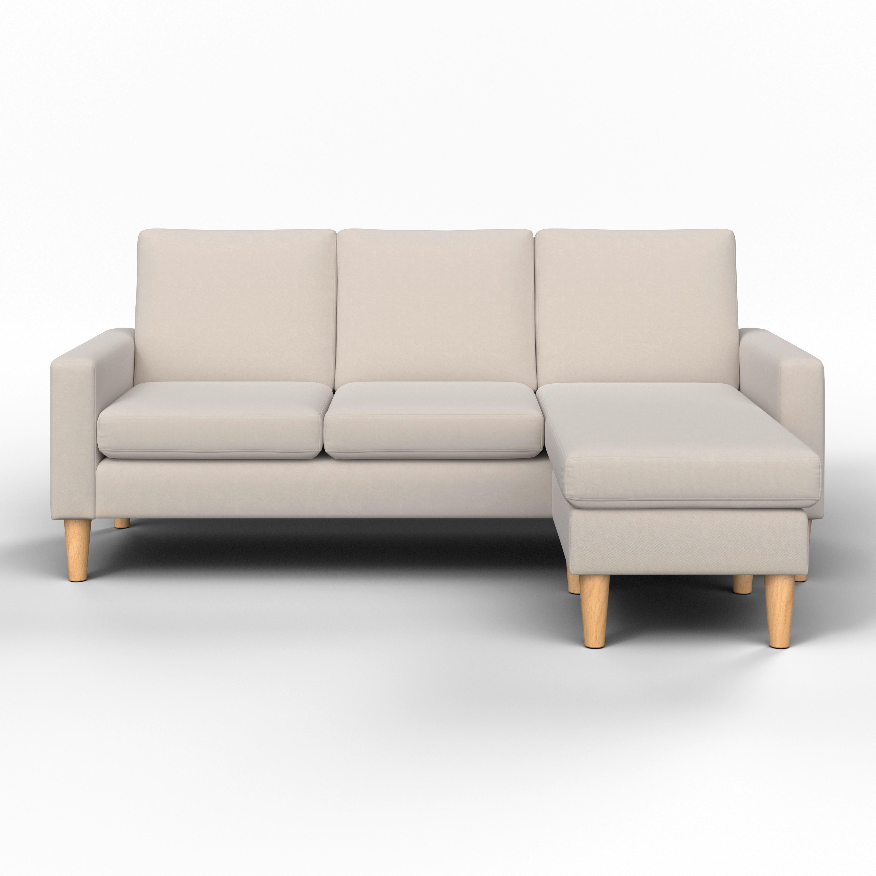 Rohová sedačka NOEMIE, přírodní barvy - přírodní barvy/béžová, Moderní, dřevo/textil (198/140cm) - Bessagi Home