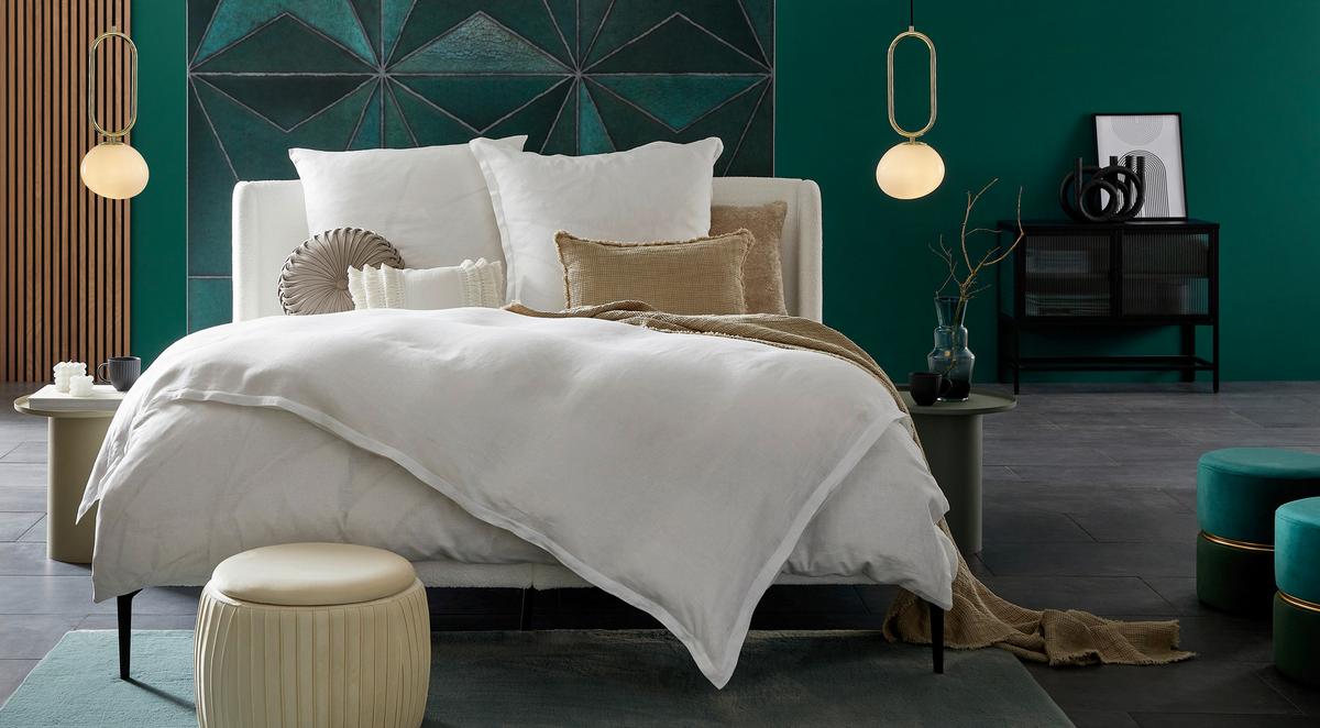 Polsterbett +matratze 180x200 Tessina Now Or Never Weiß - Creme/Schwarz, MODERN, Textil (180/200cm) - Livetastic