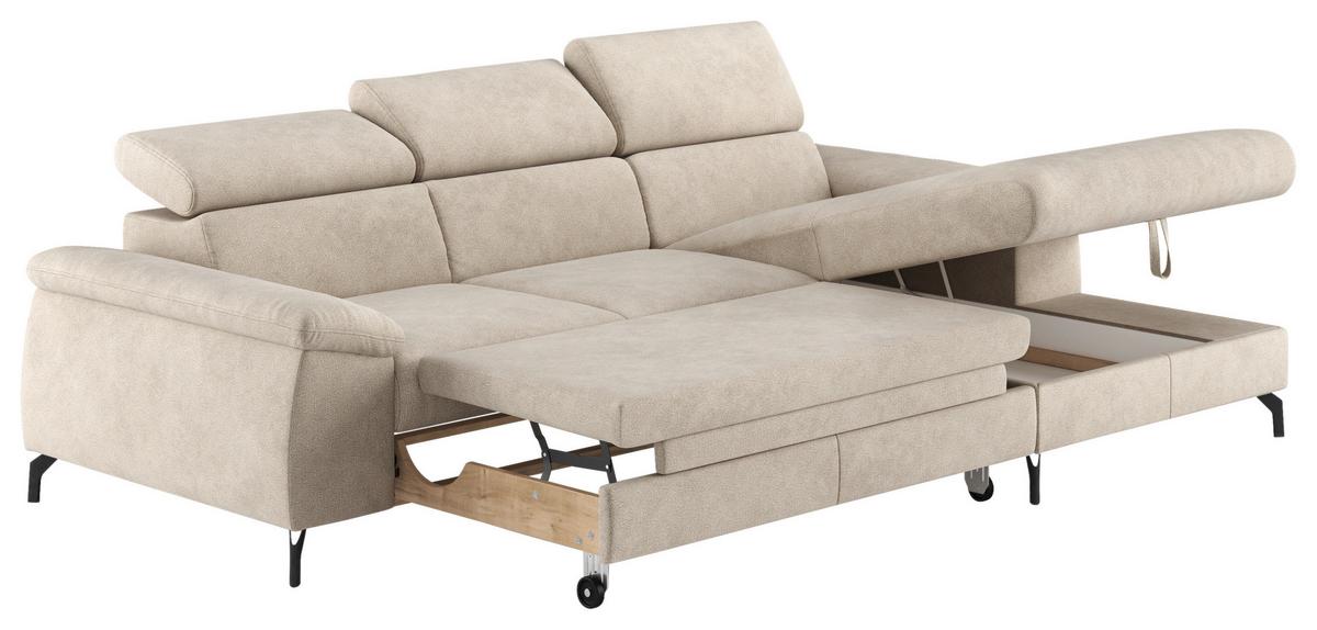 Ecksofa Kitty Beige S. 244x166 cm - Beige/Schwarz, Design, Textil (244/166cm) - Livetastic
