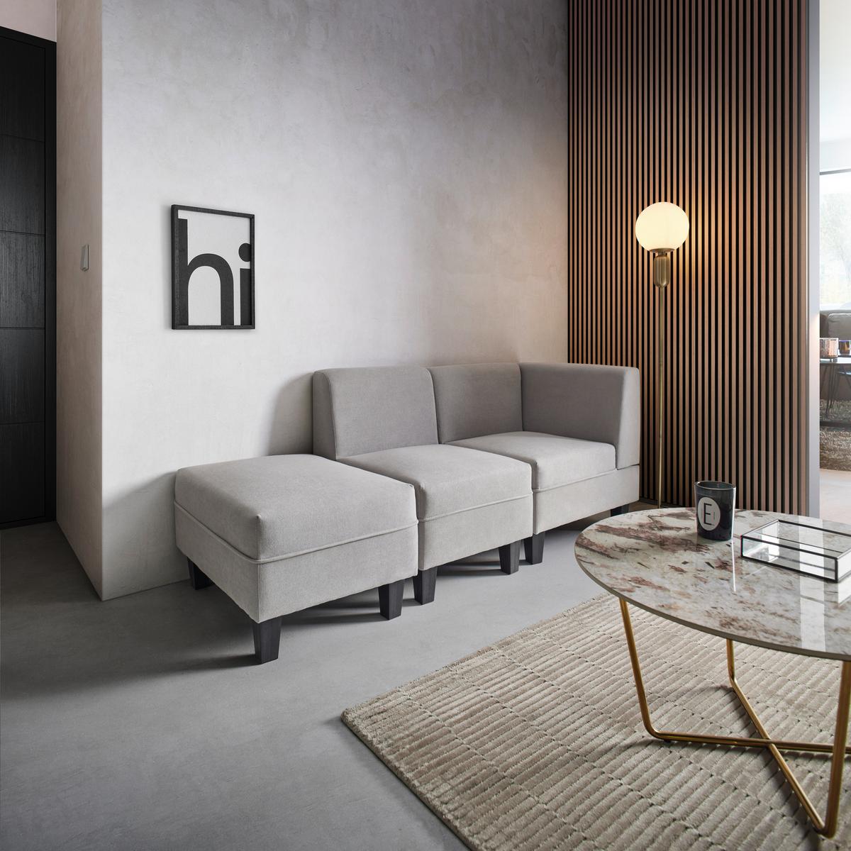 Rohový díl pohovky Lima světlešedá - černá/světle šedá, Moderní, dřevo/textil (64/74/64cm) - Bessagi Home