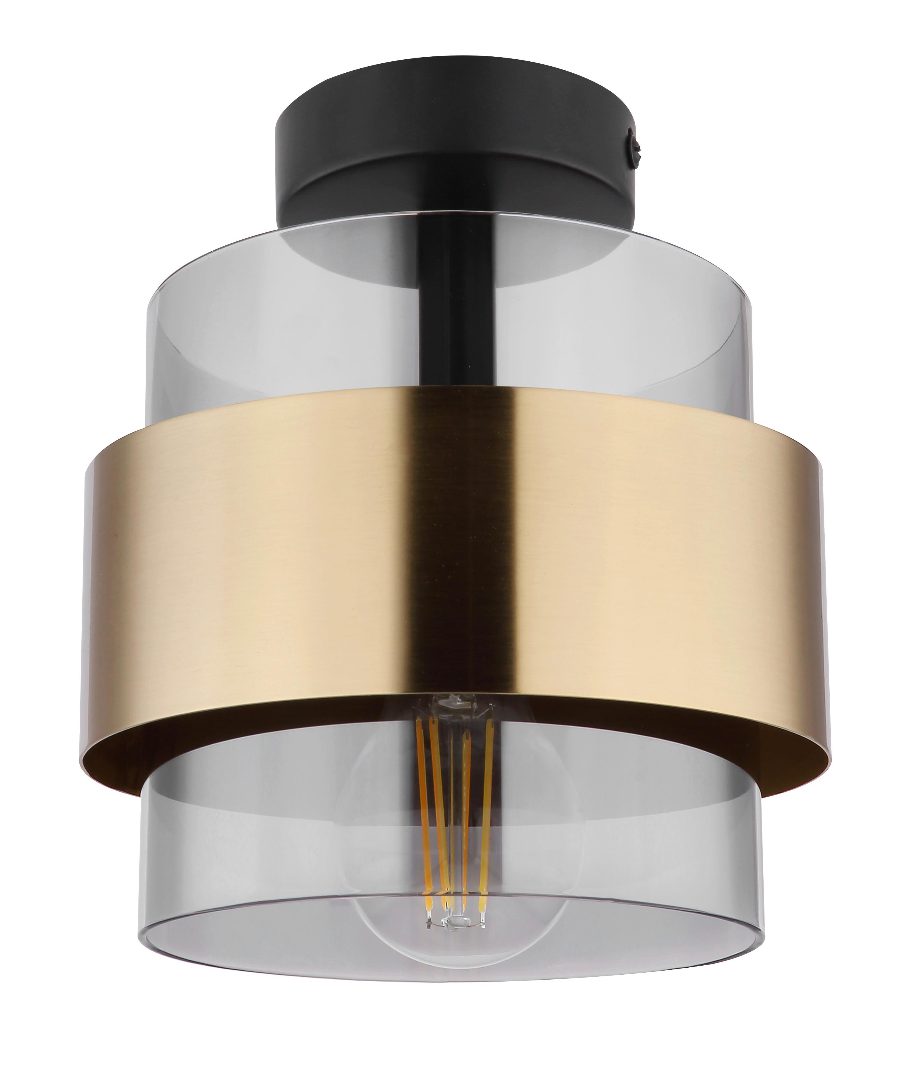 Deckenleuchte Ø 18 Cm 1-Flammig - Messingfarben/Schwarz, Design, Glas/Metall (18/21,5cm) - Globo