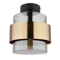 Deckenleuchte Ø 18 Cm 1-Flammig - Messingfarben/Schwarz, Design, Glas/Metall (18/21,5cm) - Globo