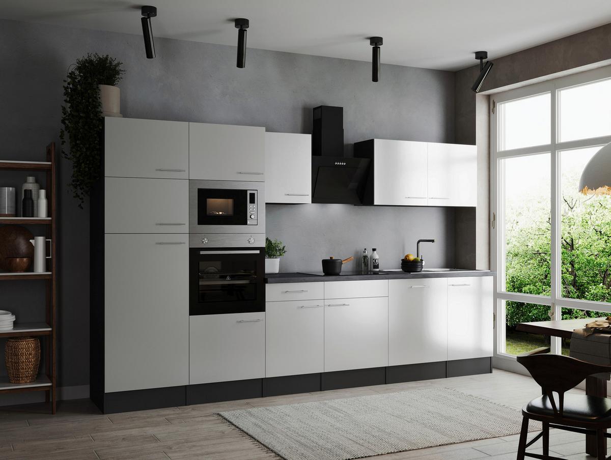 Küchenblock Oliver Weiß, Grau B: 340 cm - Weiß/Grau, Design, Holzwerkstoff (340cm) - Respekta