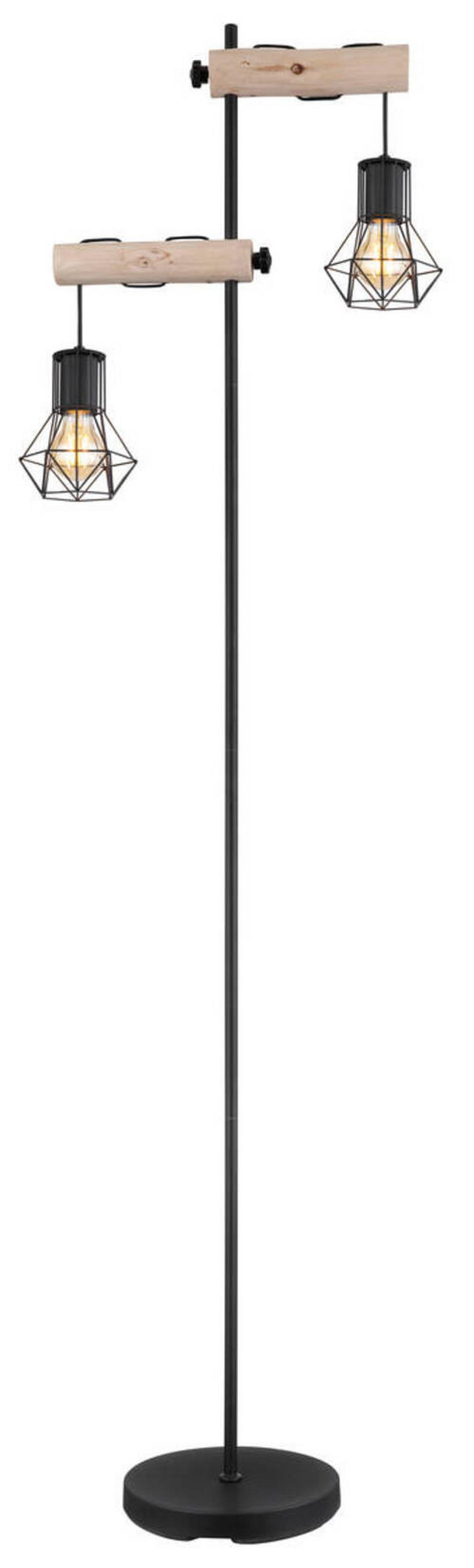 Stehleuchte 54017-2s - Schwarz/Naturfarben, Natur, Holz/Metall (48/25/168cm) - Globo