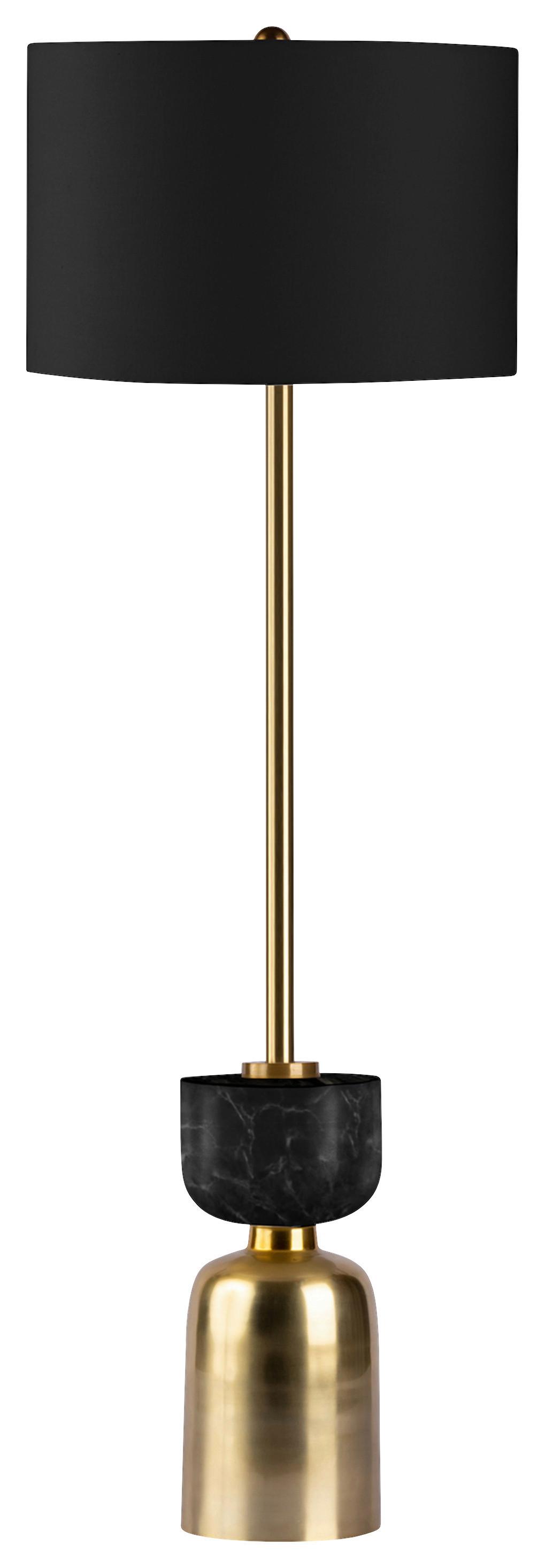 Stehleuchte Ceres 200 Schwarz/Gold B: 30,5 cm - Goldfarben/Schwarz, Basics, Textil/Stein (30,5/127cm) - Kayoom