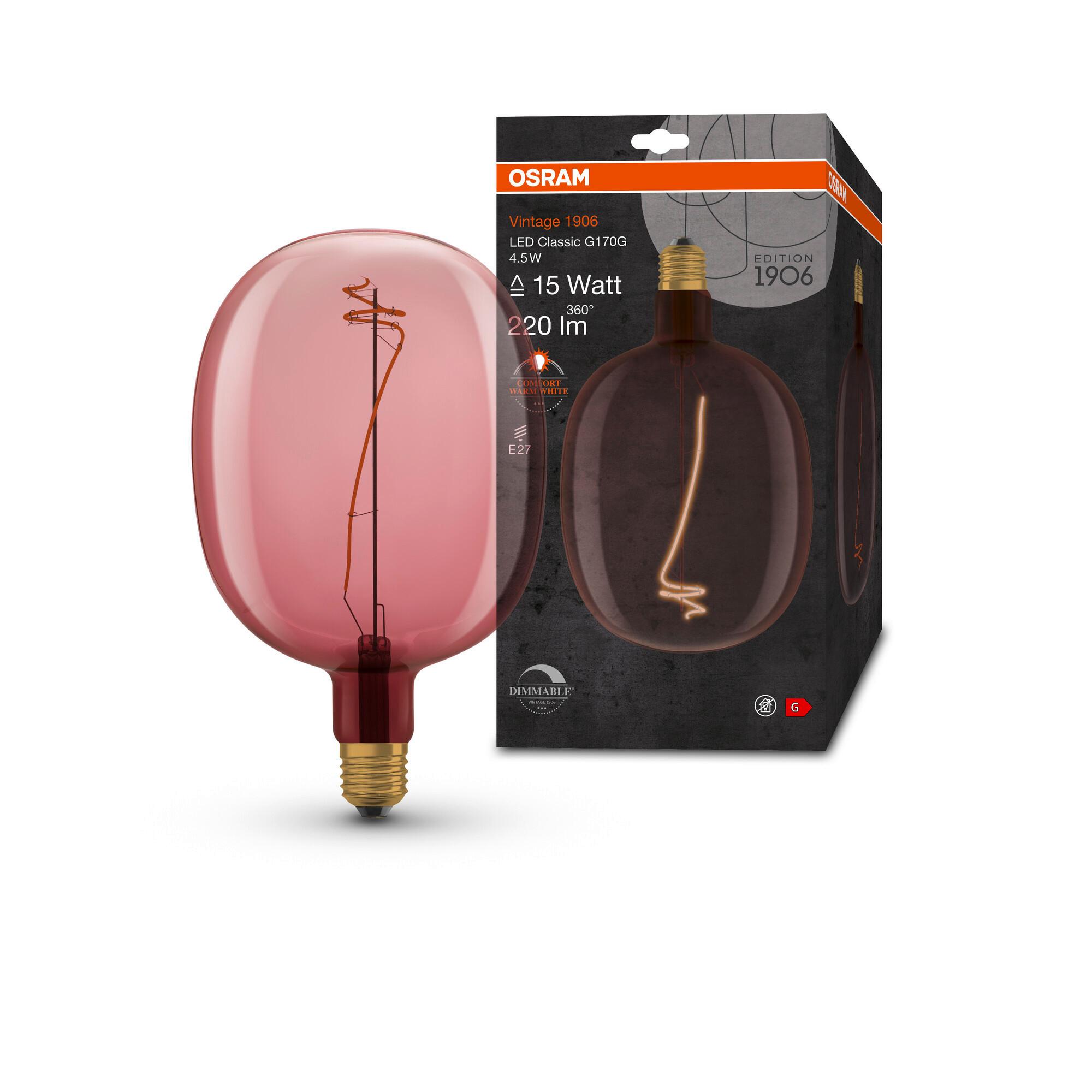 LED-Leuchtmittel Vintage 1906 Led Dim15 4.5w/16 - Rosa, Basics, Glas (17/27cm) - Ledvance