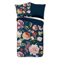 Wendebettwäsche Fiori Blau 155x220 cm - Blau/Dunkelblau, Natur, Textil (155/220cm)