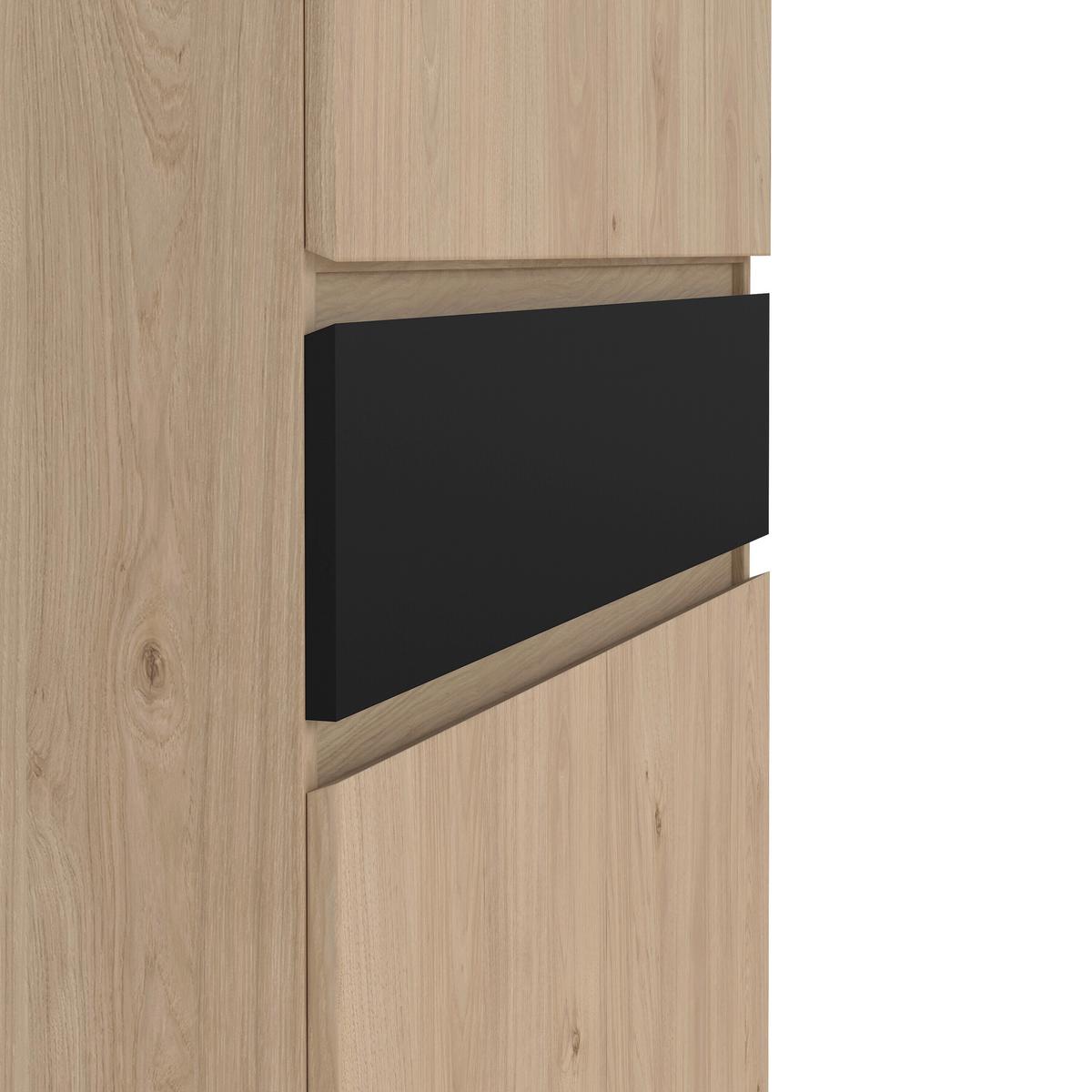 Schuhschrank Naia, Schwarz, Eichefarben, B: 80,4 Cm - Eichefarben/Schwarz, Design, Holzwerkstoff (80,4/191,7/40cm) - Livetastic