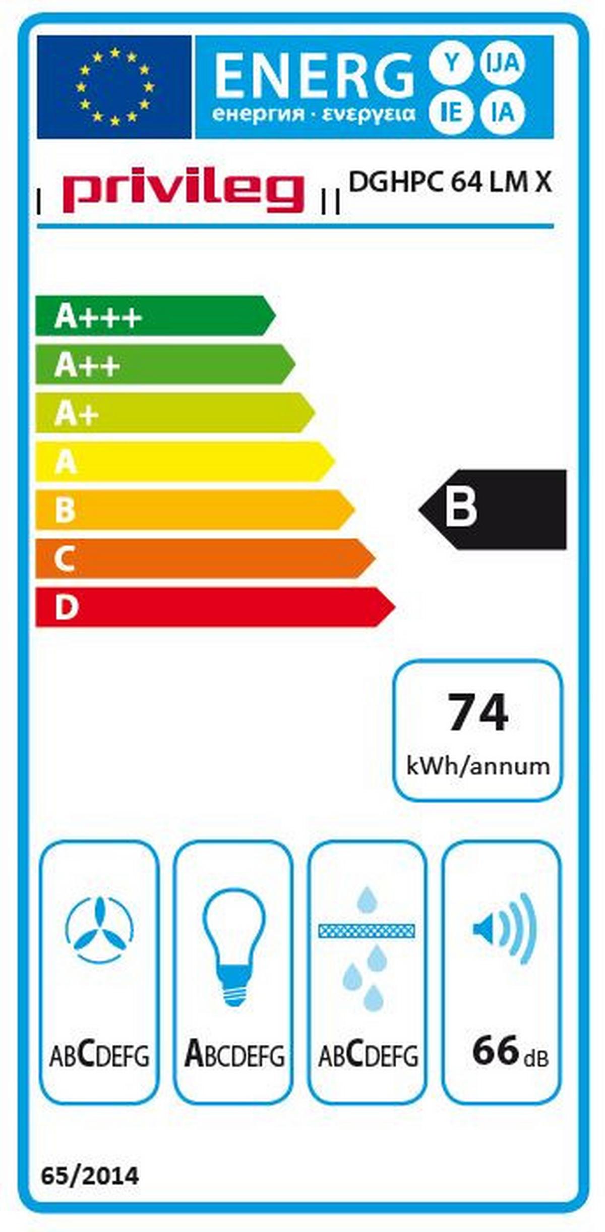 Dunstabzugshaube Dghpc 64 Lm X Edelstahlfarben B: 59,8 Cm - Edelstahlfarben, Basics, Kunststoff/Metall (59,8/87/40cm) - Privileg
