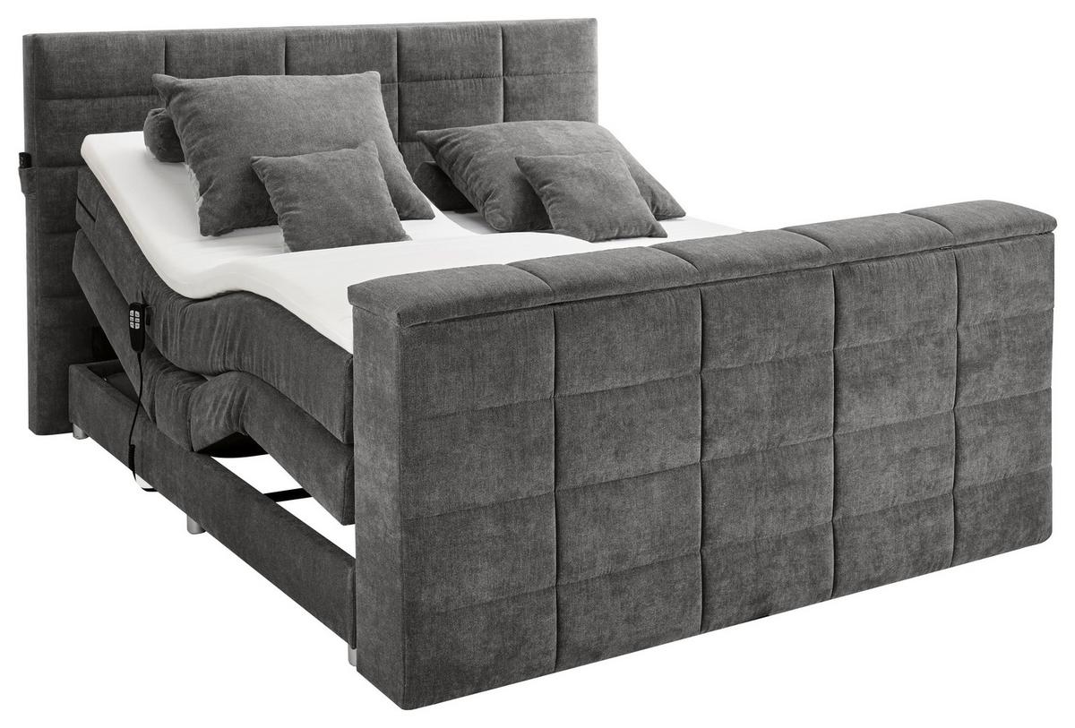 Boxspringbett Mit Topper 180x200 Cm Denver - Dunkelgrau, KONVENTIONELL, Textil (180/200cm) - Carryhome