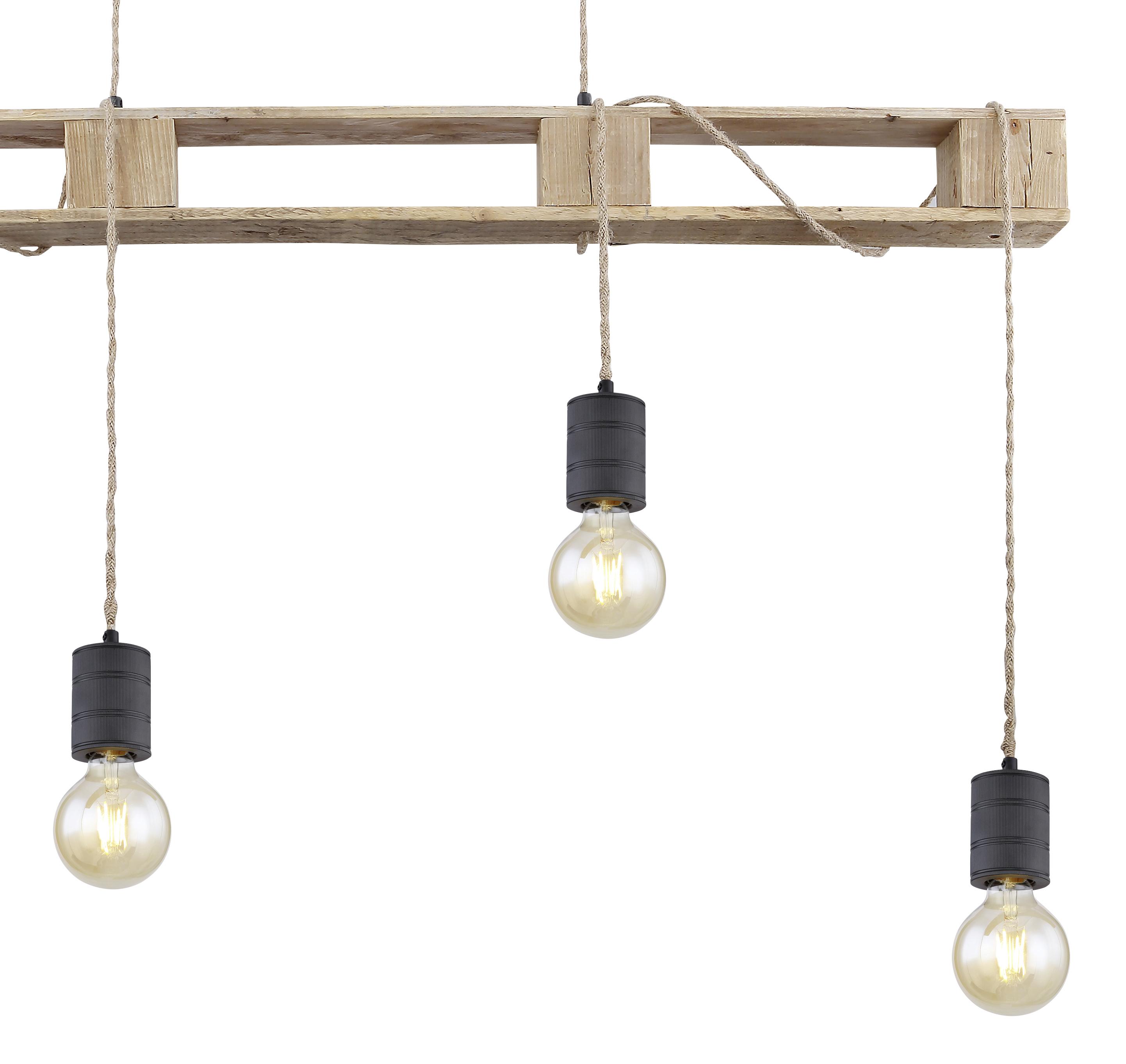 Hängeleuchte Cassia - Schwarz/Braun, LIFESTYLE, Holz/Metall (121/10/120cm) - Globo