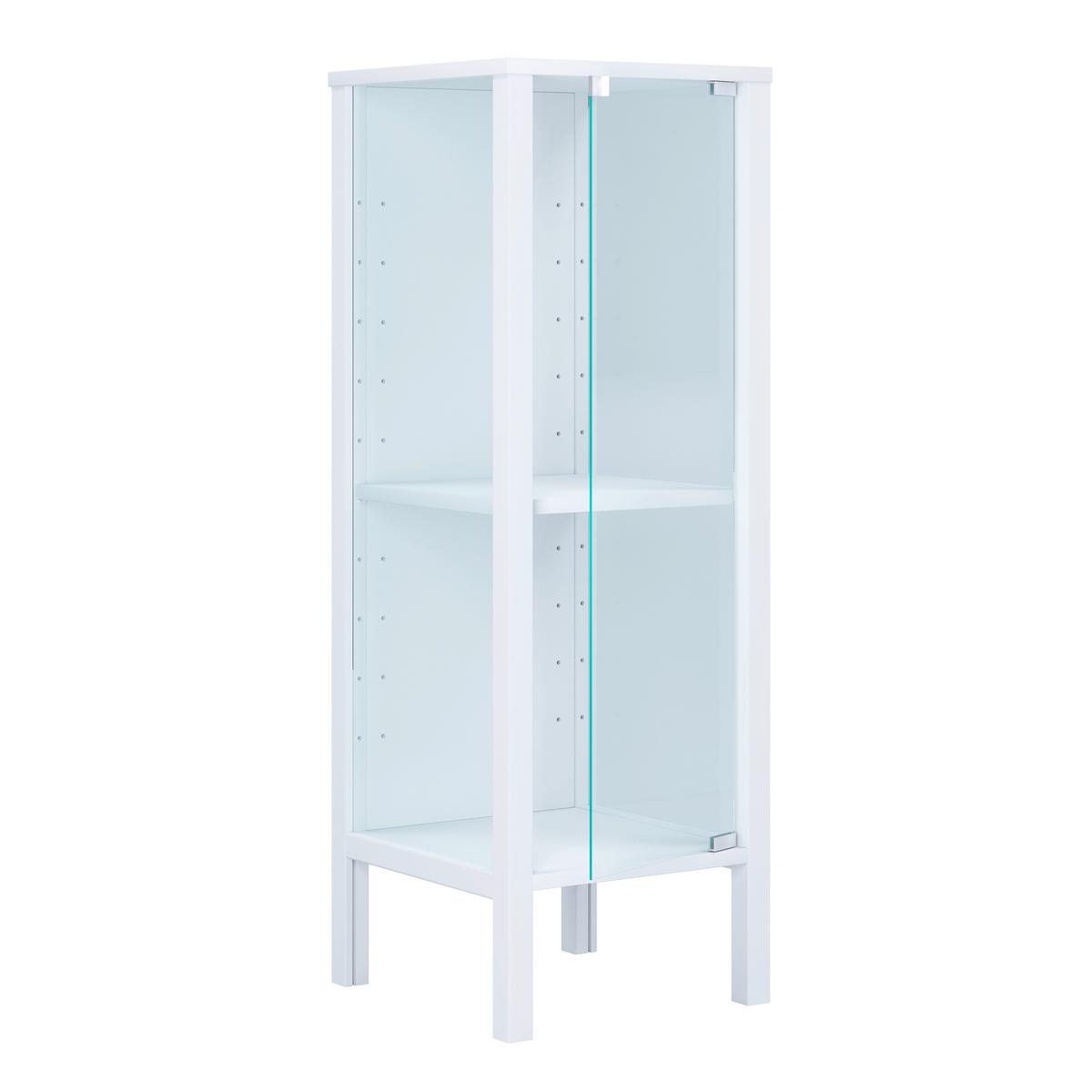 Vitrine Jensol Weiß B: 33 cm - Klar/Weiß, Design, Glas/Holzwerkstoff (33/98/35cm) - Livetastic