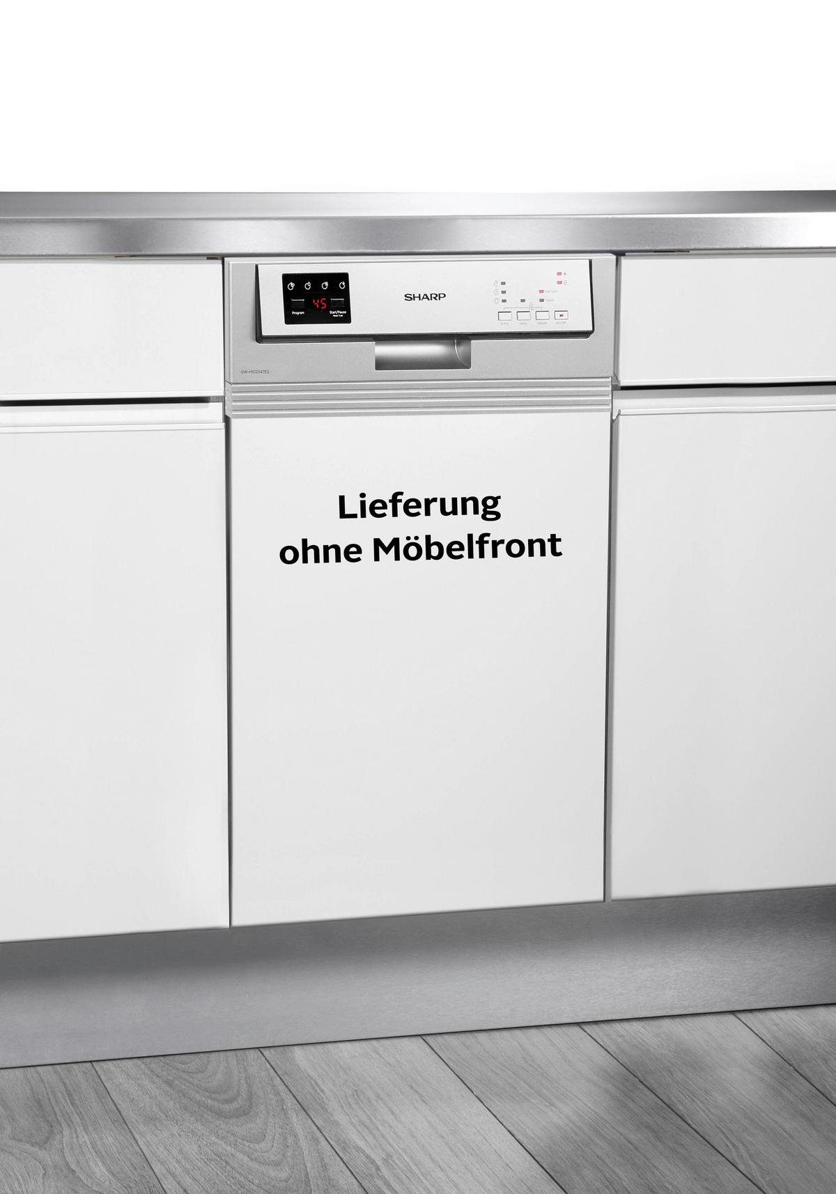 Einbau-geschirrspüler Qw-hs12s 47es-De B:44,8 Teilintegriert - Edelstahlfarben, Basics (44,8/82/57cm) - Sharp