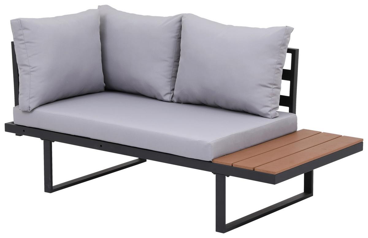 Loungegarnitur 4-tlg Aarhus Metall/holz Mit Kissen - Schwarz/Naturfarben, MODERN, Kunststoff/Textil (146/216cm) - Beldano