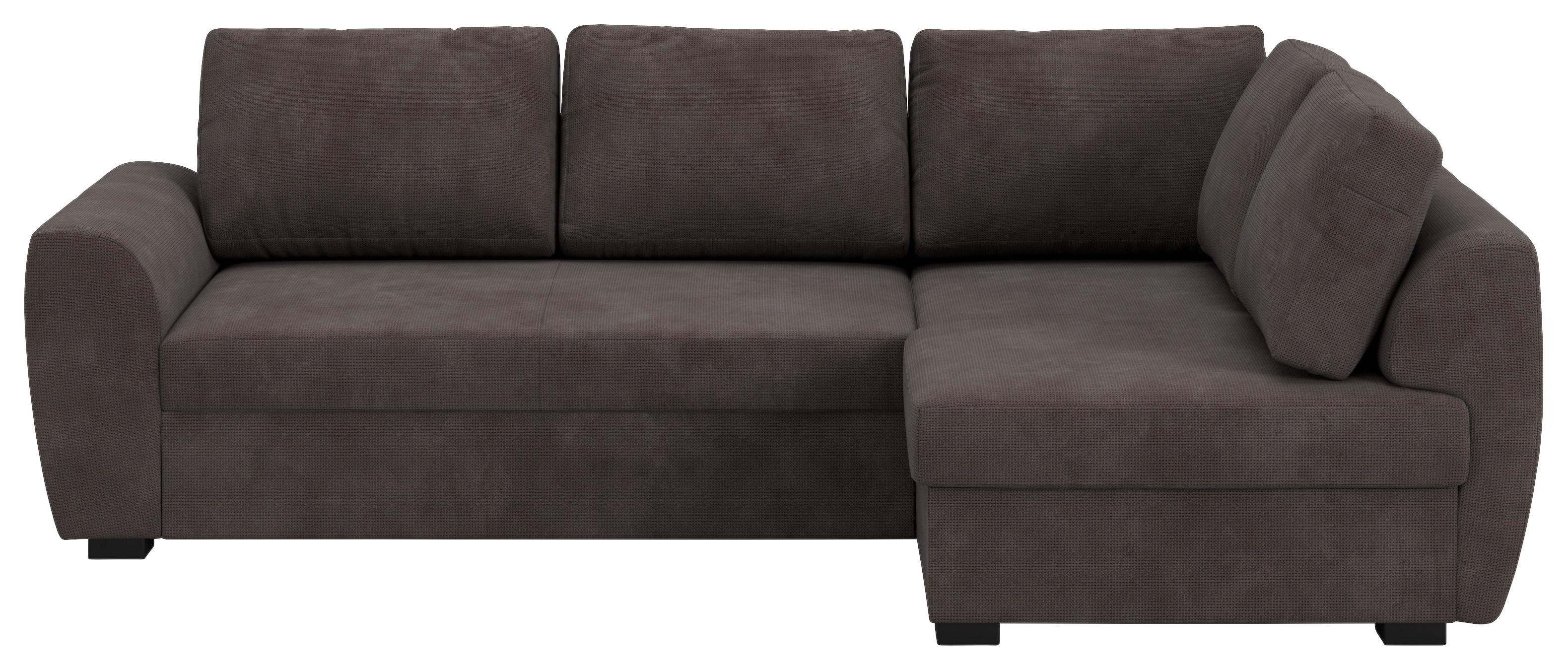 Ecksofa mit Bettfunktion Drift Microfaser braun, B: 253cm - Schwarz/Braun, Trend, Textil (253/154cm)