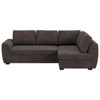 Ecksofa mit Bettfunktion Drift Microfaser braun, B: 253cm - Schwarz/Braun, Trend, Textil (253/154cm)