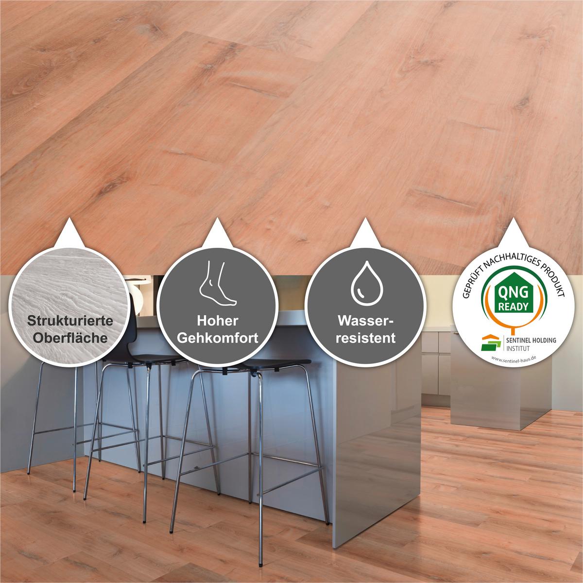 Designboden Eichefarben /Hellbraun Landhausdiele Stärke 5mm - Hellbraun/Eichefarben, Basics, Kunststoff (121/22/0,5cm)