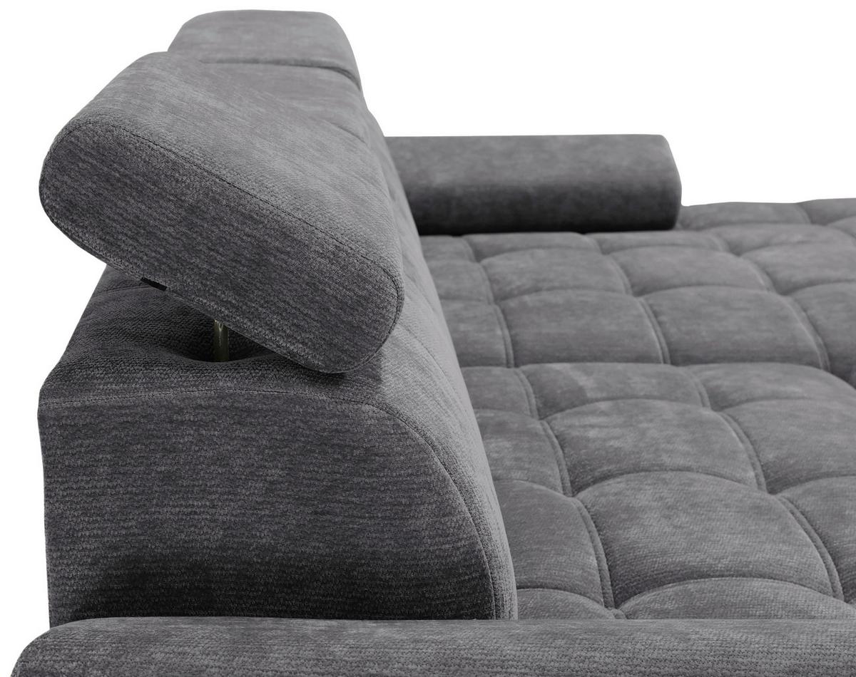 Rohová sedačka VEGAS, pravá, tmavosivá ženilka - čierna/tmavosivá, Design, drevo/textil (294/173cm)