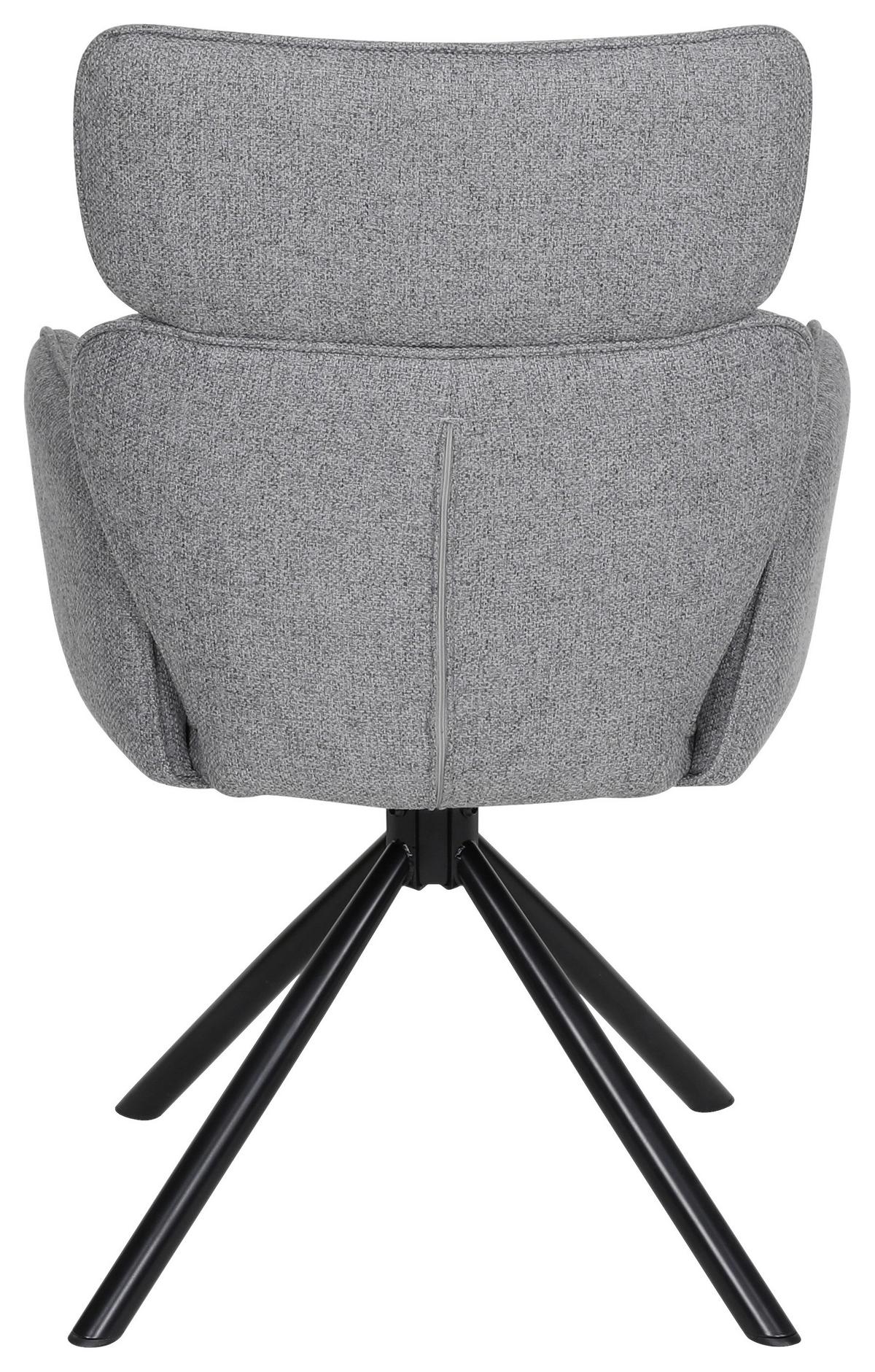 Armlehnstuhl Edda Leinenopitk Dunkelgrau B: 59cm - Dunkelgrau/Schwarz, KONVENTIONELL, Textil/Metall (59/93/61cm)