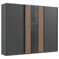 Schwebetürenschrank 50 cm Atlanta Grau/Eiche Dekor - Graphitfarben/Eiche Artisan, MODERN, Glas/Holzwerkstoff (250/216/65cm) - MID.YOU
