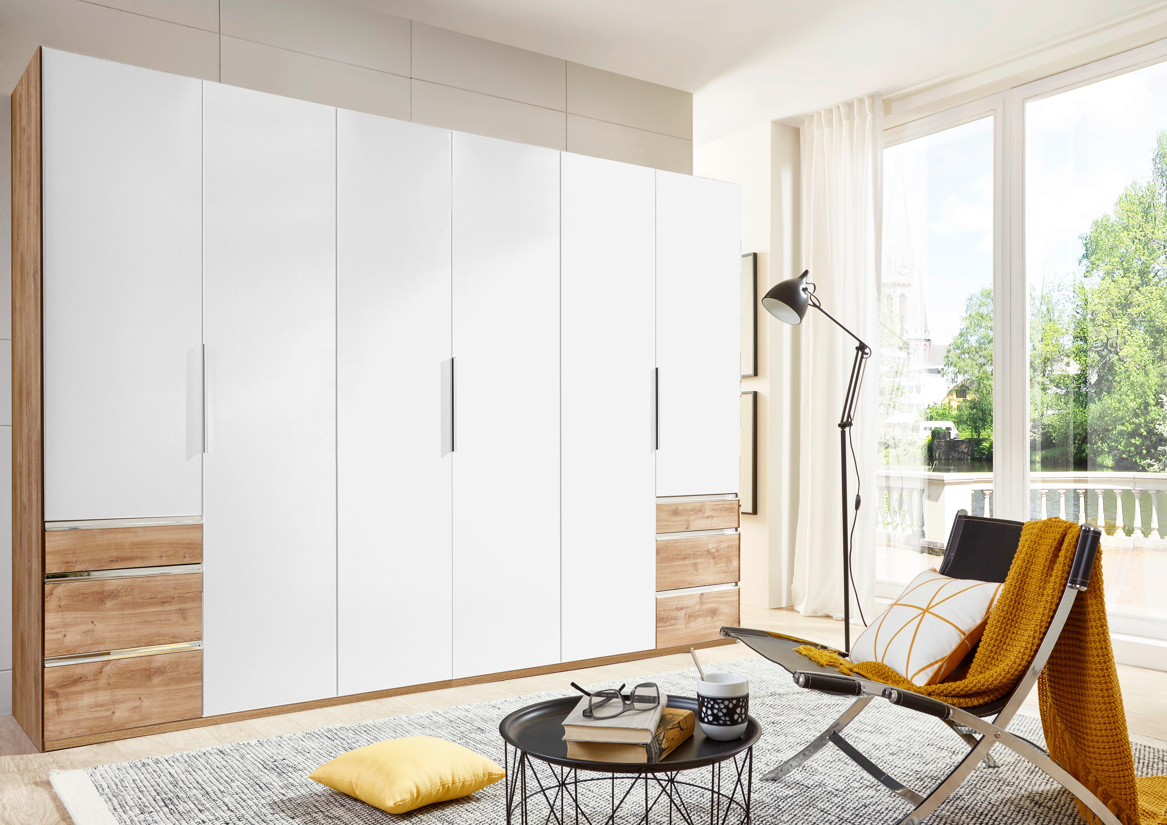 Drehtürenschrank Level 36 A Weiß/eiche Dekor, B: 300cm - Plankeneiche/Weiß, MODERN, Holzwerkstoff (300/236/58cm) - MID.YOU