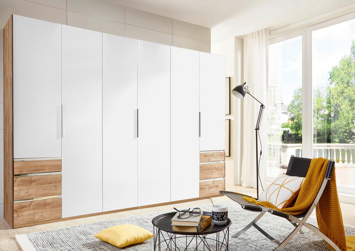 Drehtürenschrank Level 36 A Weiß/Eiche Dekor, B: 300cm - Plankeneiche/Weiß, MODERN, Holzwerkstoff (300/236/58cm) - MID.YOU