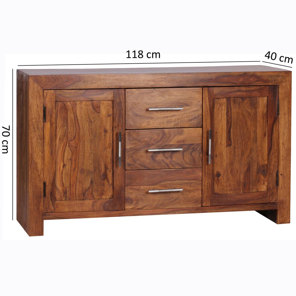 Sideboard Sheesham Sheeshamfarben B: 118 cm - Sheeshamfarben, Design, Holz (118/70/40cm) - MID.YOU