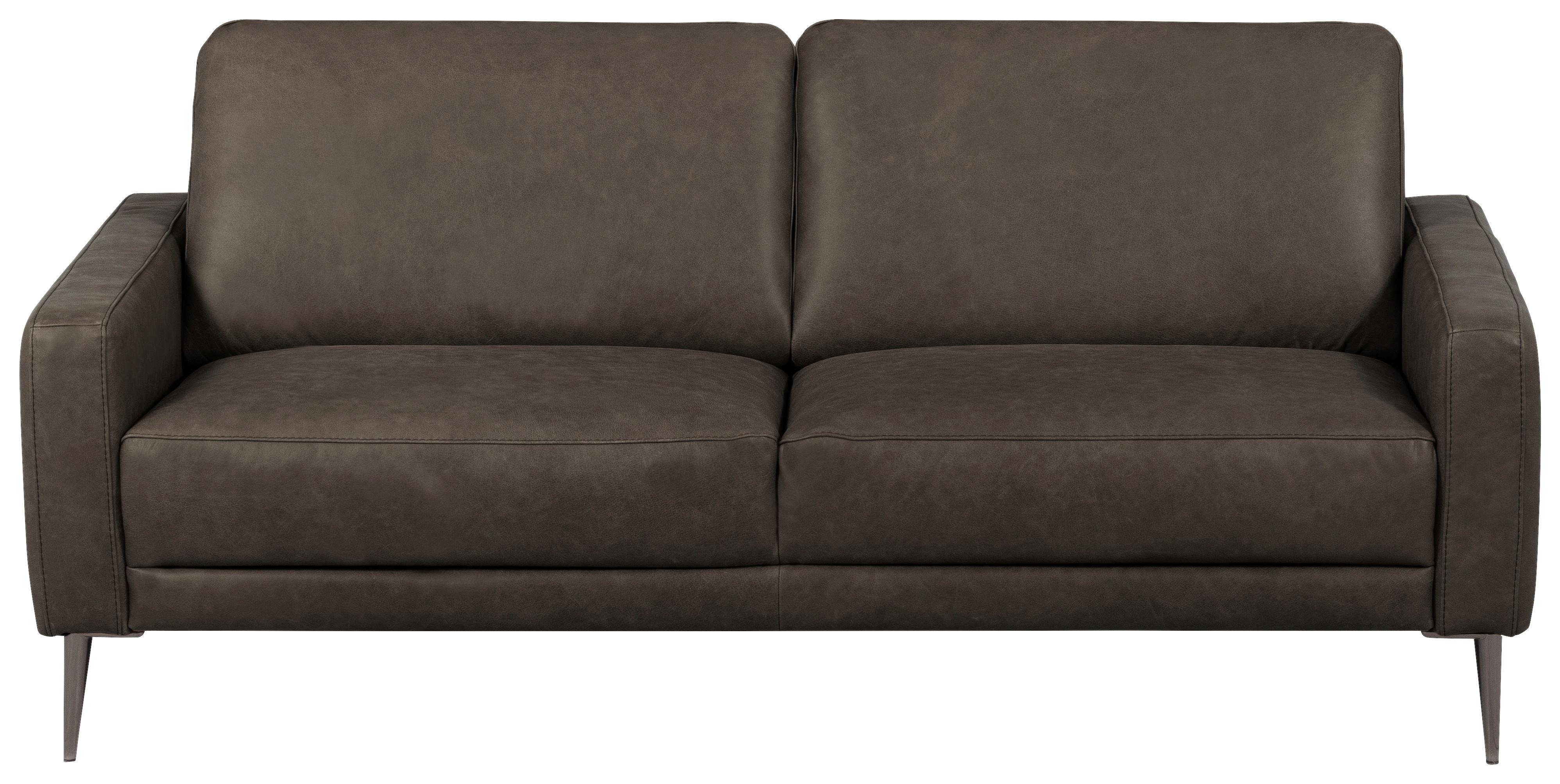 2-sitzer-sofa Spring, Fango B: 157 Cm - Fango/Schwarzchrom, Design, Leder (157/85/92cm) - Livetastic