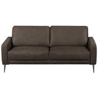 2-Sitzer-Sofa Spring, Fango B: 157 cm - Fango/Schwarzchrom, Design, Leder (157/85/92cm) - Livetastic