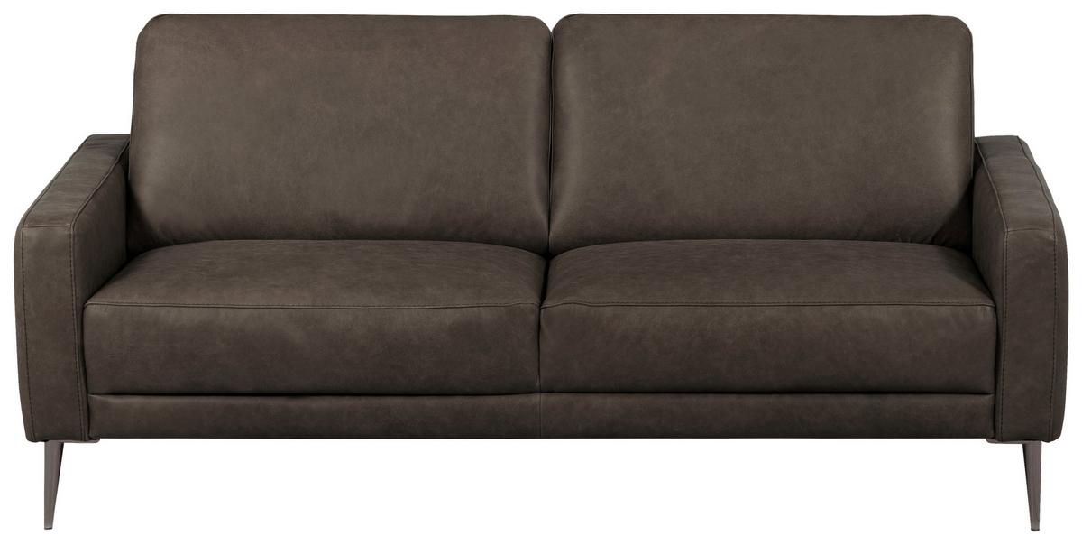 2-Sitzer-Sofa Spring, Fango B: 157 cm - Fango/Schwarzchrom, Design, Leder (157/85/92cm) - Livetastic