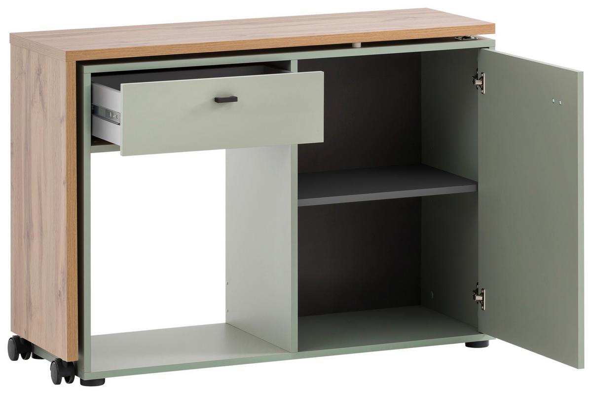 Schreibtisch Tiny Working Eichefarben/grün B: 104,6 Cm - Eichefarben/Grün, MODERN, Holzwerkstoff/Kunststoff (104,6/75,3/39cm) - MID.YOU