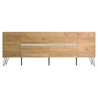 Sideboard Posseik Industrial Weiß/eichefarben B: 199 Cm - Eichefarben/Weiß Hochglanz, Design, Holzwerkstoff (199/75,8/42cm) - P & B