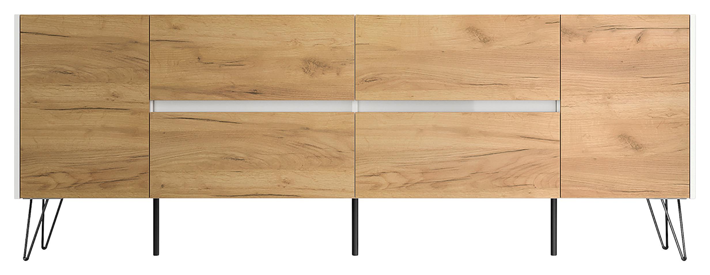 Sideboard Posseik Industrial Weiß/Eichefarben B: 199 cm