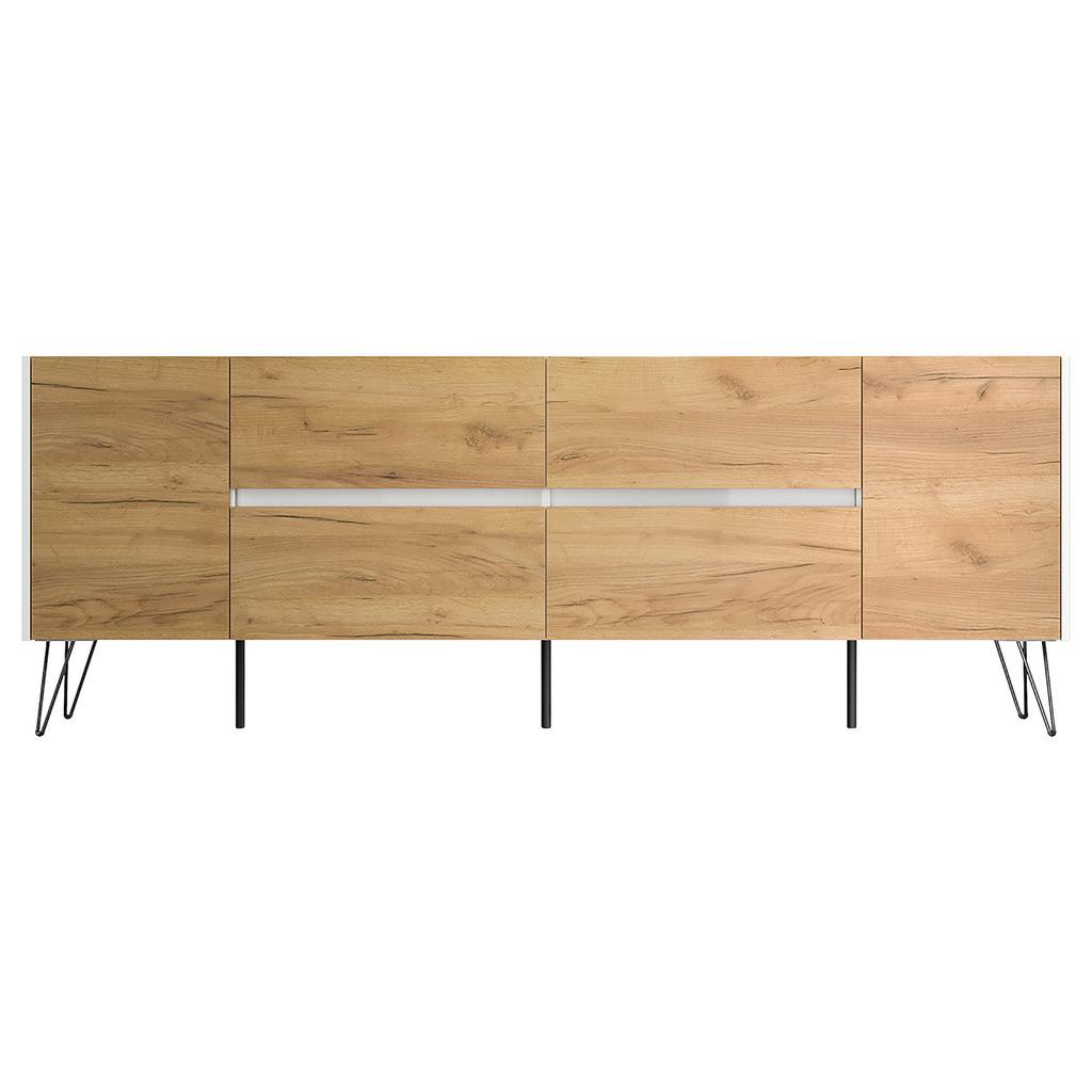 Sideboard Posseik Industrial Weiß/Eichefarben B: 199 cm