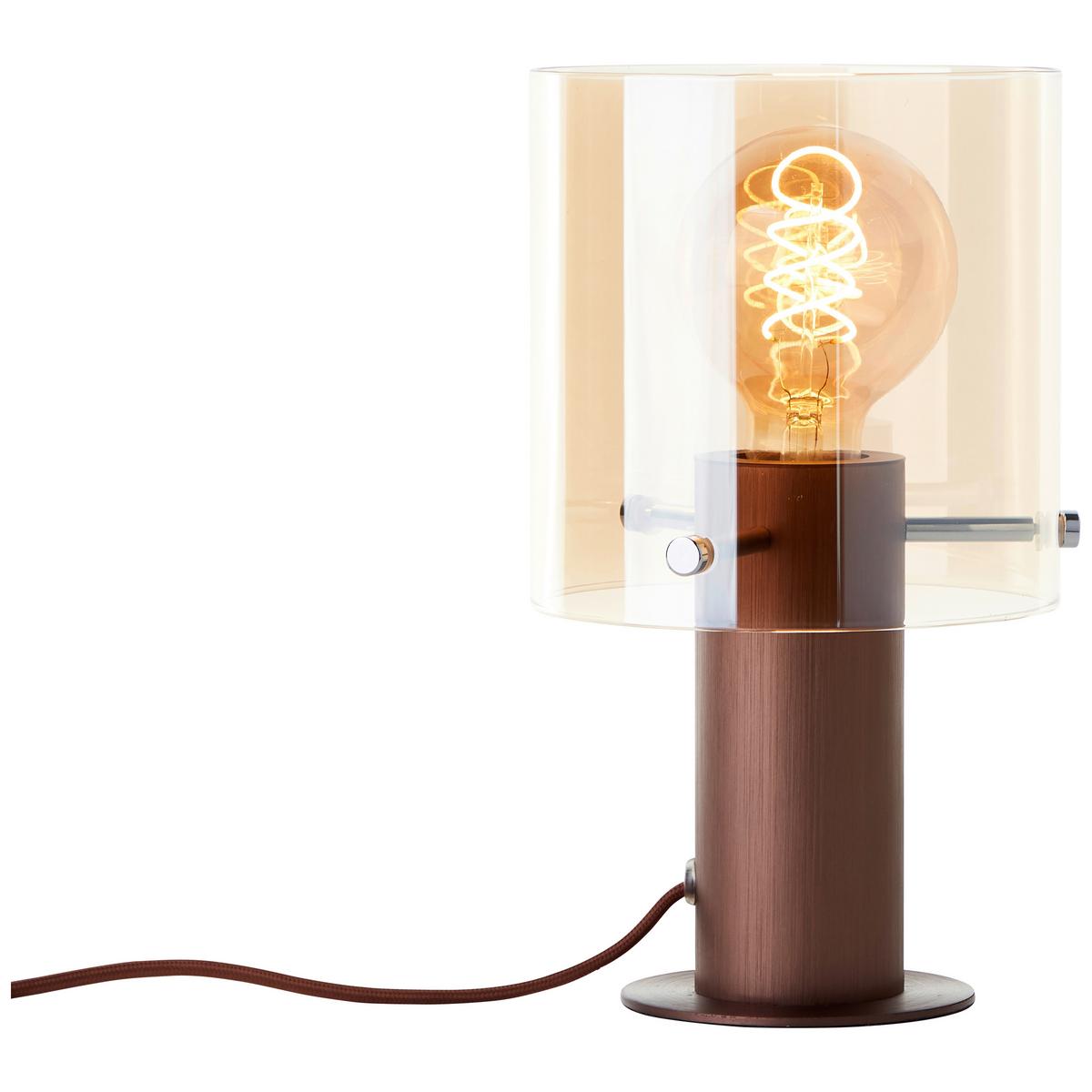 Tischleuchte Exkl. 1xe27, 60w - Bernsteinfarben/Braun, Basics, Glas/Metall (15/26,3cm)