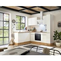 Eckküche mit Geräten 250x170 cm Weiß/Eiche Dekor, Modern - Weiß Hochglanz/Weiß, LIFESTYLE, Holzwerkstoff (250/170cm) - Respekta